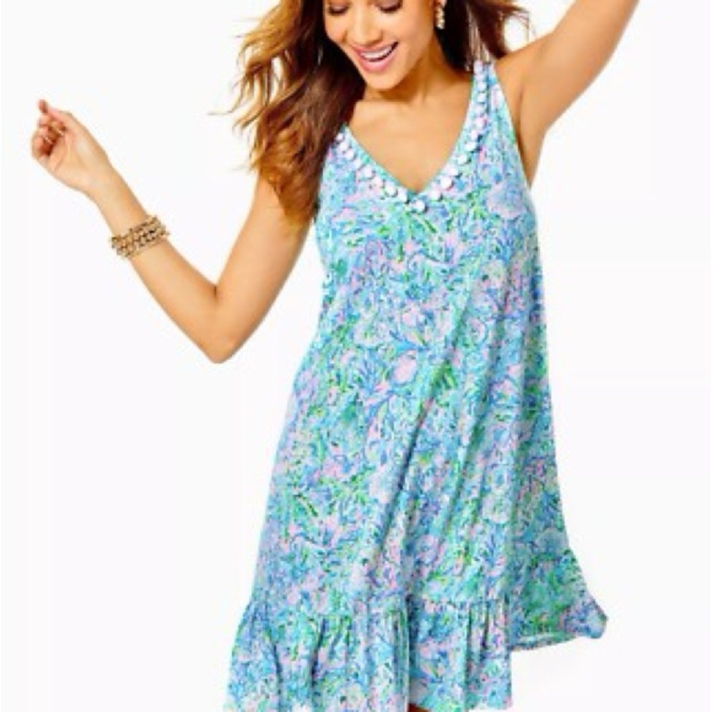 Lilly Pulitzer Never Worn Swing Blue and Purple Ruffled Mini Sundress